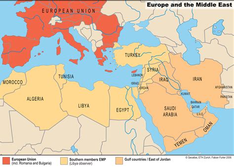 Map of Europe and the Middle East depicting implementation of MAP across various industries